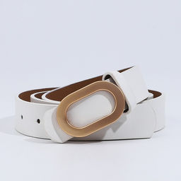 Ремень женский, ширина 3 см, пряжка золото, цвет белый