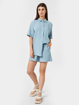 Шорты женские короткие серо-голубые - Mark formelle фото 3