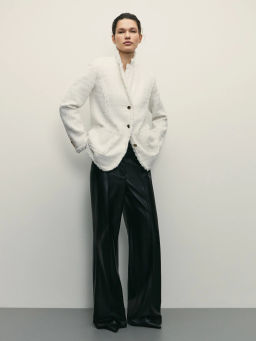 Однобортный жакет с бахромой из твида / Zarina фото 2