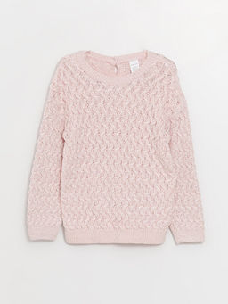 Bisiklet Yaka Kendinden Desenli K?z Bebek Triko Kazak