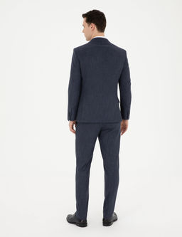 Lacivert Ekstra Slim Fit Yelekli Tak_m Elbise