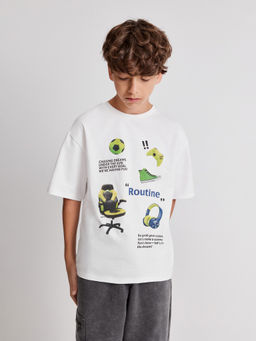 ACOOLA / Футболка детская для мальчиков Undomiel белый, салатовый