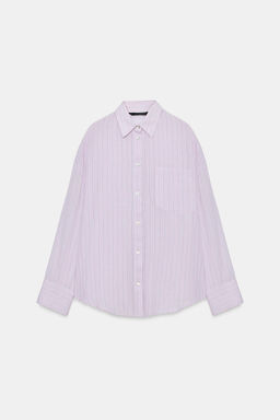 CAMISA GASA OVERSIZE BOLSILLO / Lila