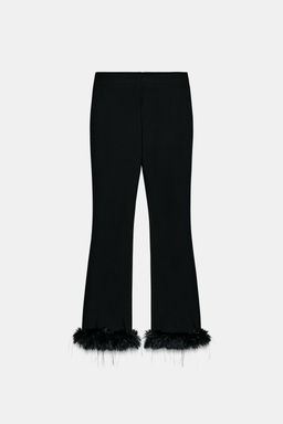 FLARE TROUSERS WITH FAUX FUR HEM