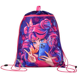 Мешок для сменной обуви Феникс+, арт.62936/ 24 ДЕВУШКА С ТЕЛЕФОНОМ (36x48 см, полиэстер, сублимация,