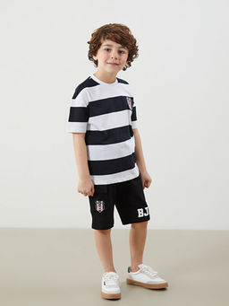 Beli Lastikli Be?ikta? Bask?l? Erkek ?ocuk ?ort