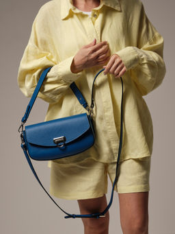 Сумка кожаная на плечо Azaro 31049 синяя гуашь