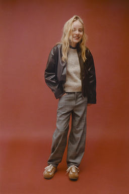 WARM CHECK BARREL TROUSERS - Zara фото 5