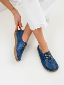 Босоногие туфли 188.natabr.Синий наплак+синяя замша