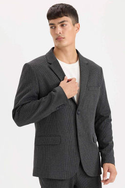 Slim Fit Dar Kesim Ceket Yaka Dugmeli Blazer Ceket - Defacto фото 2