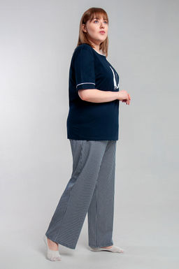 Арт. 10101 Пижама с брюками 44-54 (6 шт) Цвет:верх-темно-синий,низ бело-синий - Калинка фото 9