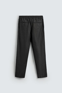 PANTAL?N REGULAR FIT 100% LINO / Negro - Zara фото 7