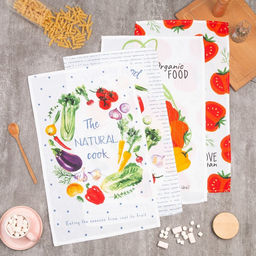 Набор кухонных полотенец Доляна Love vegan, 35х60см-4шт, 100% хлопок  фото 2