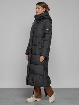 Пальто утепленное с капюшоном зимнее женское черного цвета 52109Ch - Mtforce фото 2