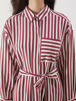 ?izgili Poplin G?mlek Elbise