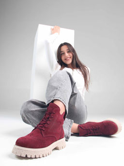 Ботинки 338.1541be. бордо замша/Байка