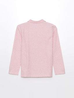 G?mlek Yaka ?izgili Kad?n Pijama ?st?