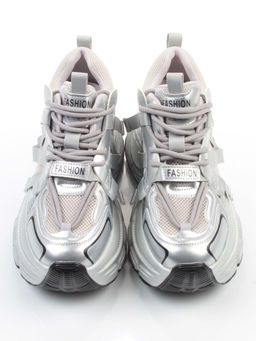 03-18C GREY/SILVER Кроссовки женские (натуральная кожа, искусственная кожа)