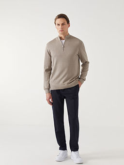 Dik Yaka Uzun Kollu Erkek Triko Kazak