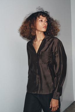 ZW COLLECTION EMBROIDERED POCKET SHIRT - Zara фото 11