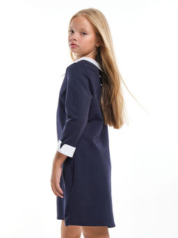 Платье для девочки в школу с белым воротником и манжетами UD 7962 синий - Mini maxi фото 8