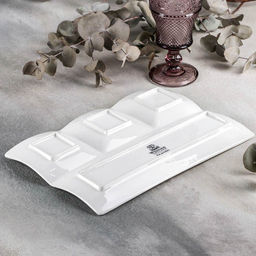 Менажница 4 ячейки Wilmax, 30×20 см, фарфор, белая