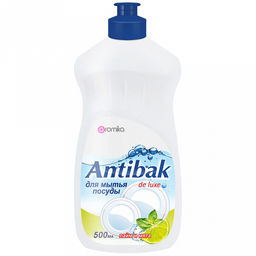 Средство для мытья посуды "Antibak de Luxe" 0,5л, 9х5х20см, лайм и мята (Казахстан)