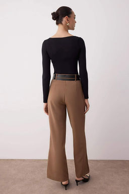 Vizon Cift Kemer Detayl? Wide Leg/Genis Paca Pantolon TWOAW26PL00013 - Trendyolmilla фото 8