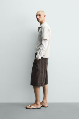 BERMUDA BAGGY FIT CINTUR?N / Marr?n