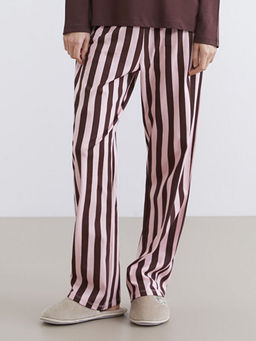 Beli Lastikli ?izgili Kad?n Pijama Alt