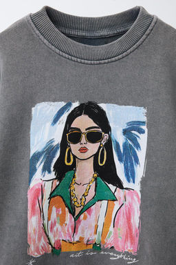 WASHED EFFECT DOLL PRINT SWEATSHIRT - Zara фото 3
