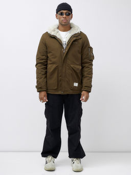 Куртка молодежная мужская зимняя с мехом темно-коричневого цвета 2611TK - Mtforce фото 8