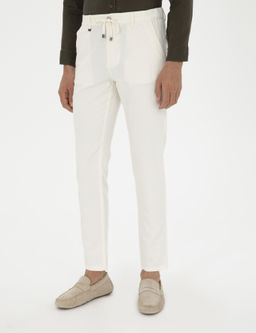 Брюки из льняной ткани цвета экрю-морковки - Cacharel фото 2