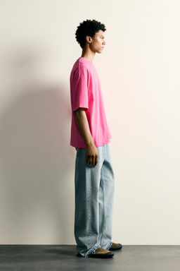 CAMISETA LAVADA RELAXED FIT B?SICA / Fucsia Oscuro - Zara фото 4