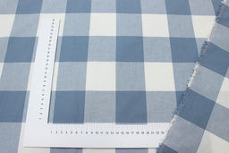 Вареный (стираный) хлопок Клетка (6.5*6.5см) цв.лазурно-серый винтаж, ш.2.5м, хл-100%, 115гр/м.кв - Купава фото 3