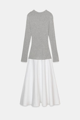 VESTIDO MIDI COMBINADO LAZADA / Blanco / Gris - Zara фото 6