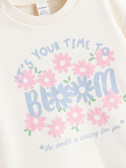 ?i?ek Bask?l? K?z ?ocuk Sweatshirt