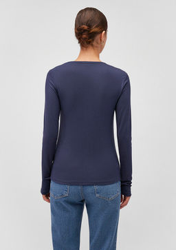 Uzun Kollu Lacivert Basic Tisort - Mavi фото 4