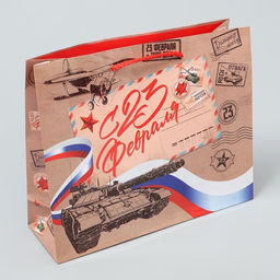 Цена за 2 шт. Пакет подарочный ламинированный, упаковка, С 23 февраля, ML 25?21?8 см