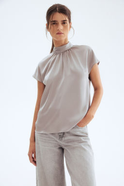 Blusa de sat?n con cuello elevado - H&m фото 3