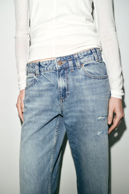 JEANS Z1975 STRAIGHT LOW-RISE RIPPED - Zara фото 16