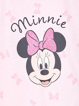 Kare Yaka Ask?l? Minnie Mouse Bask?l? K?z Bebek ?ortlu Pijama Tak?m