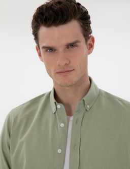 _a_la Slim Fit Keten G_r_n_ml_ G_mlek - Pierre cardin фото 2