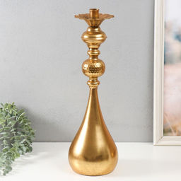 Металлический подсвечник на 1 свечу «Пеллегрино», золото, 15.5×15.5×51 см