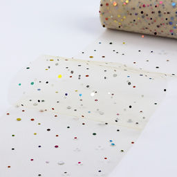 Фатин с разноцветными блёстками, 15 см, 23±1 м, 11±1 г/м², бежевый №4