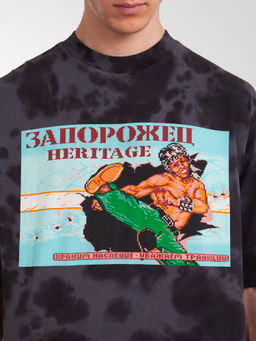 Футболка ЗАПОРОЖЕЦ Karate Game Loose Fit Tiy Die BLACK  фото 9