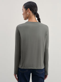 Однотонный базовый лонгслив из хлопка / Zarina  фото 5