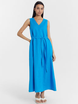 Сарафан женский лазурно-голубой изо льна и хлопка - Mark formelle фото 2