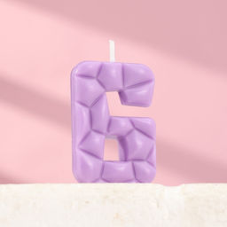 Цена за 2 шт. Свеча для торта «Цифра 6», сиреневая