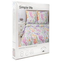 КПБ Simple Life евро, бязь, 100 % хлопок, пл. 120 гр./кв.м., Ромбы голубые ОП Пододеяльник 205*217, простыня 240*217, наволочка 70*70 (2 шт.) - Традиция фото 20